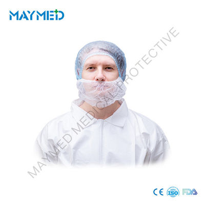 White Single Earloop 18" Disposable PP Plastic Beard Cover for food industry