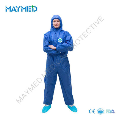 Type5/6 Disposable SMS Coverall Nonwoven Safety Protective Suit With Hood ISO13485