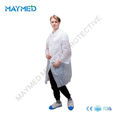 Protective Disposable PE Visitor Coat With Collar