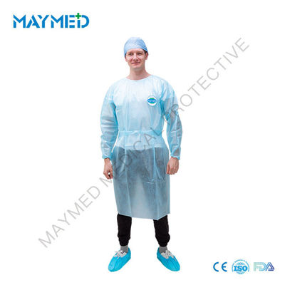 PP Nonwoven Disposable Isolation Gowns 30gsm Blue / Yellow Single Use