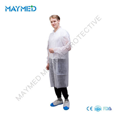 PP Polypropylene 30gsm Disposable Lab Coats With Collar And Zipper