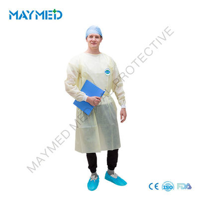 PP Nonwoven Disposable Isolation Gowns 30gsm Blue / Yellow Single Use