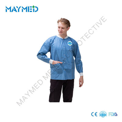 Knitted Cuffs SMS Protective Breathable confortable Lab Coats ISO13485 from China factory directly