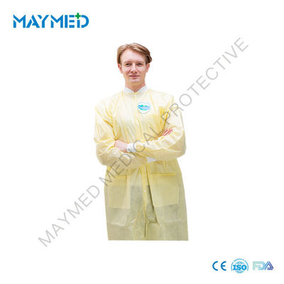 Long Sleeves SMS 30-40g Nonwoven Disposable Lab Coats With Pockets