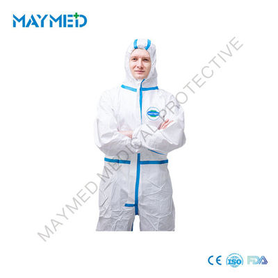 EN14126 Type 4 5 6 Disposable PPE Clothing Work Protective Medical With 3 Panel Hood