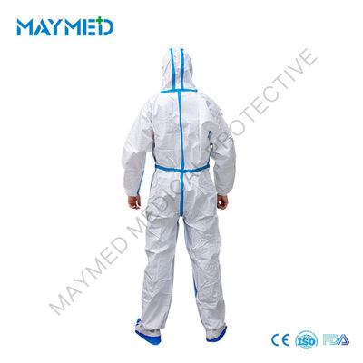 EN1149-5 Disposable Protective Coveralls 55gsm With Blue Tapes