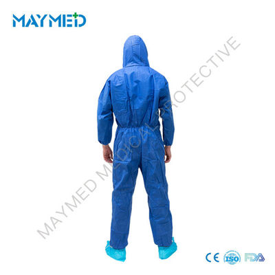 Type5/6 Disposable SMS Coverall Nonwoven Safety Protective Suit With Hood ISO13485