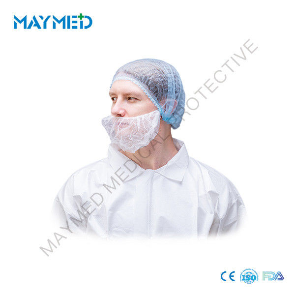 White Single Earloop 18" Disposable PP Plastic Beard Cover for food industry