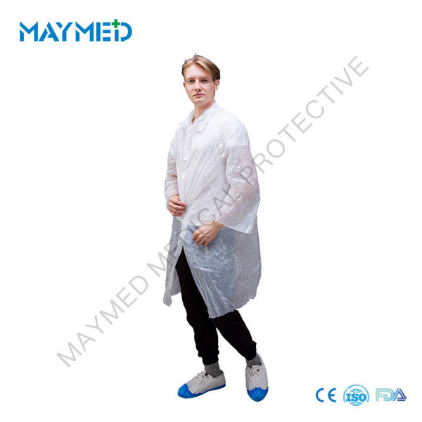 120*75cm PE Plastic Visitor Coat With Buttons And Hood