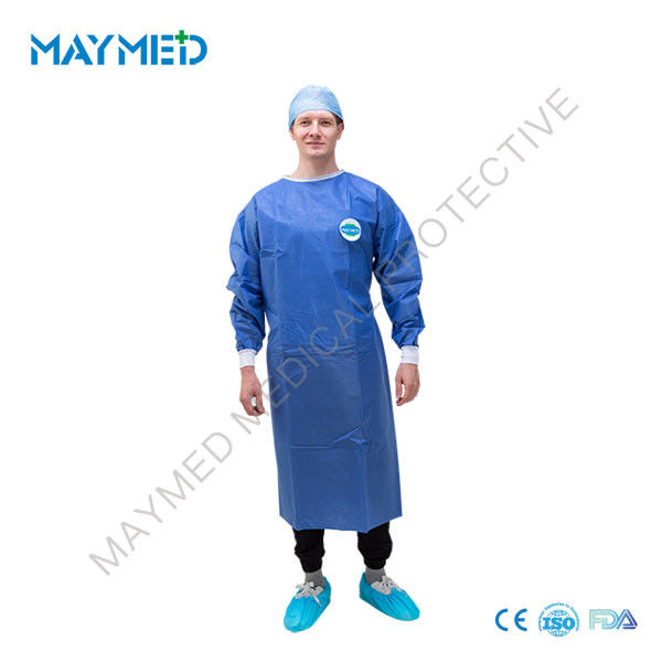 EN13795 Knitted Cuffs Disposable Surgical Gowns SMS 45g anti virus EN13795