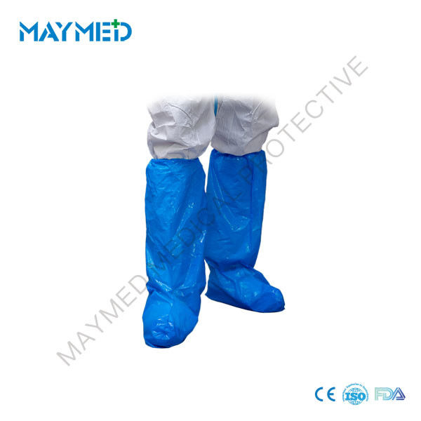 Blue CPE Plastic Medical Elastic Disposable Boot Covers