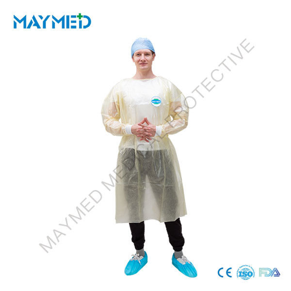 Single Use Long Sleeve Knitted Cuff PP Nonwoven Isolation Gown
